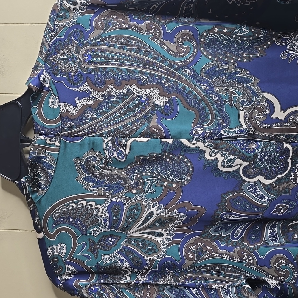 Ming Wang Paisley Print Crepe de Chine Dress XL - Picture 10 of 14